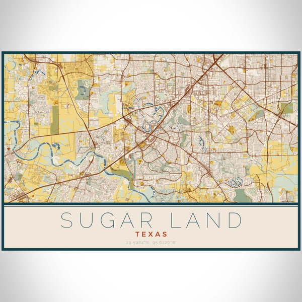 Sugar Land - Texas Map Print in Woodblock