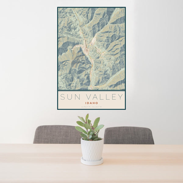 Sun Valley - Idaho Map Print in Woodblock