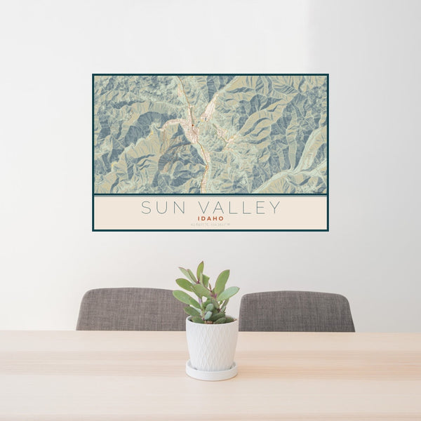 Sun Valley - Idaho Map Print in Woodblock