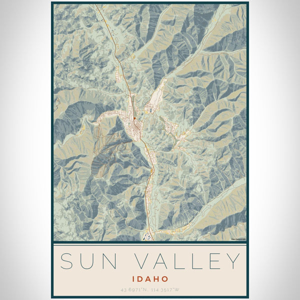 Sun Valley - Idaho Map Print in Woodblock