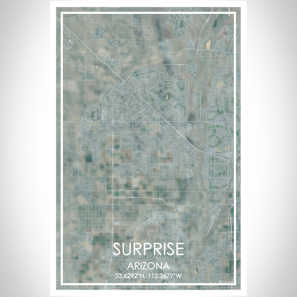 Surprise Arizona Map Print Portrait Orientation in Afternoon Style With Shaded Background
