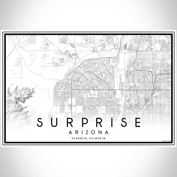 Surprise Arizona Map Print Landscape Orientation in Classic Style With Shaded Background