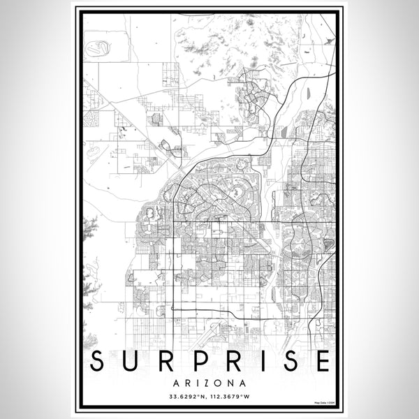 Surprise Arizona Map Print Portrait Orientation in Classic Style With Shaded Background