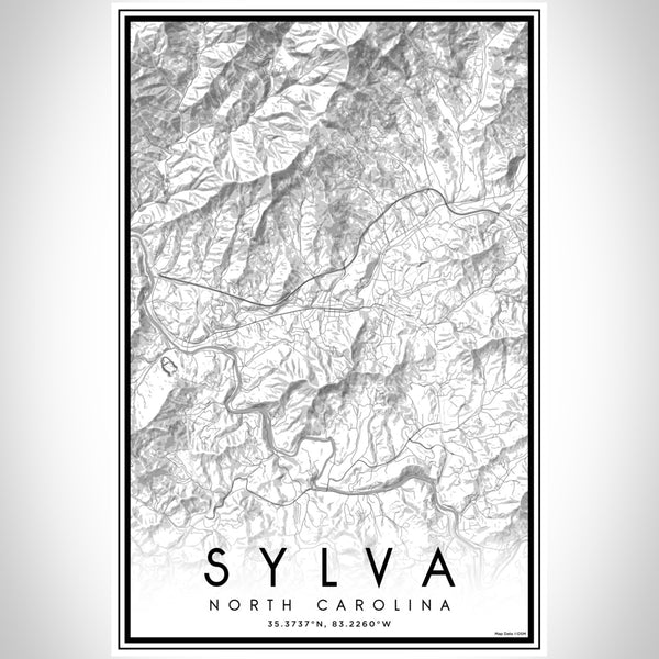 Sylva North Carolina Map Print Portrait Orientation in Classic Style With Shaded Background