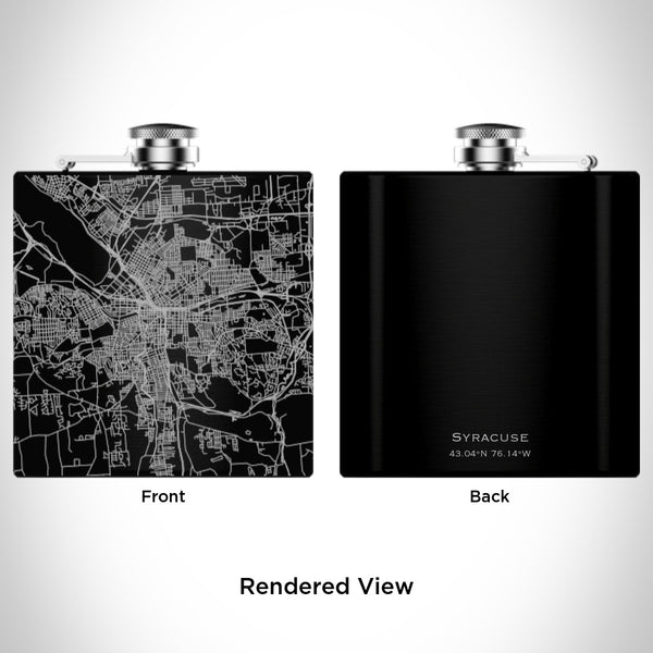 Syracuse - New York Map Hip Flask in Matte Black