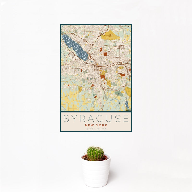 Syracuse - New York Map Print in Woodblock