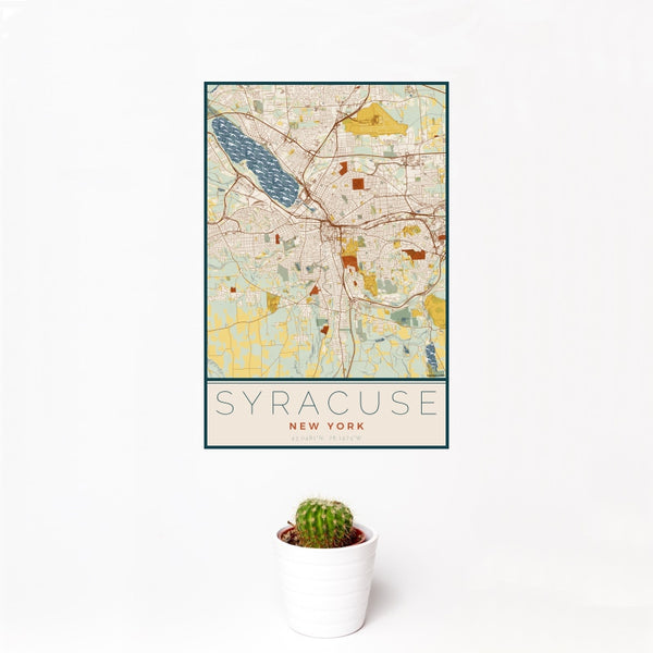Syracuse - New York Map Print in Woodblock