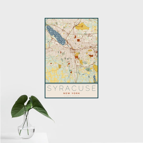 Syracuse - New York Map Print in Woodblock