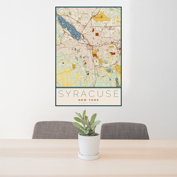 Syracuse - New York Map Print in Woodblock