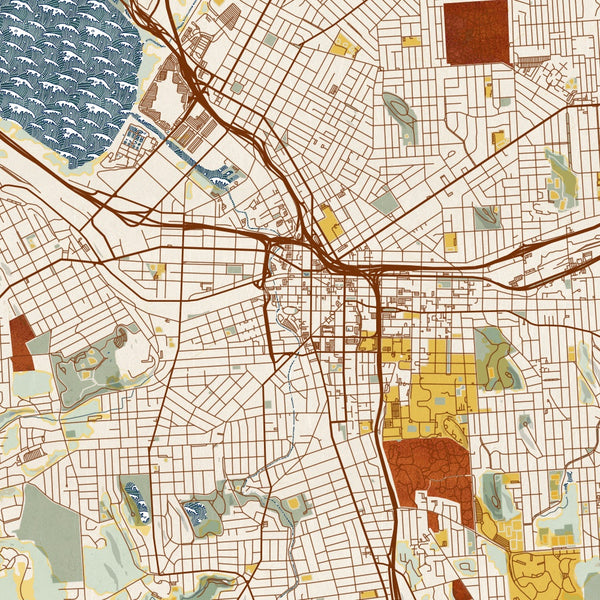 Syracuse - New York Map Print in Woodblock