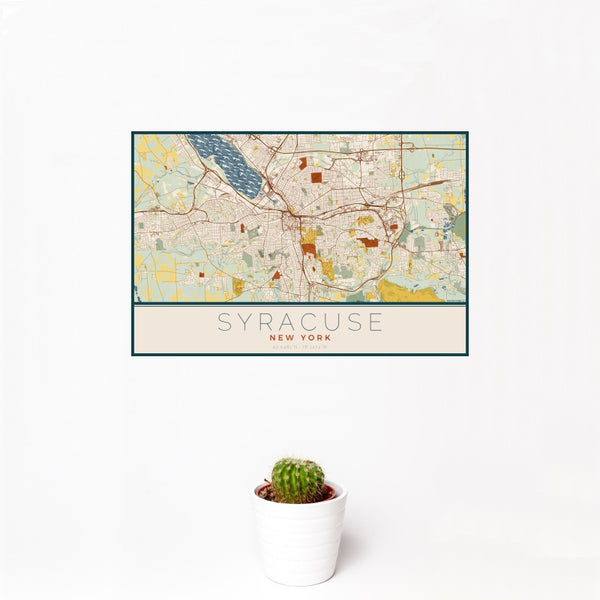Syracuse - New York Map Print in Woodblock