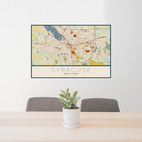 Syracuse - New York Map Print in Woodblock