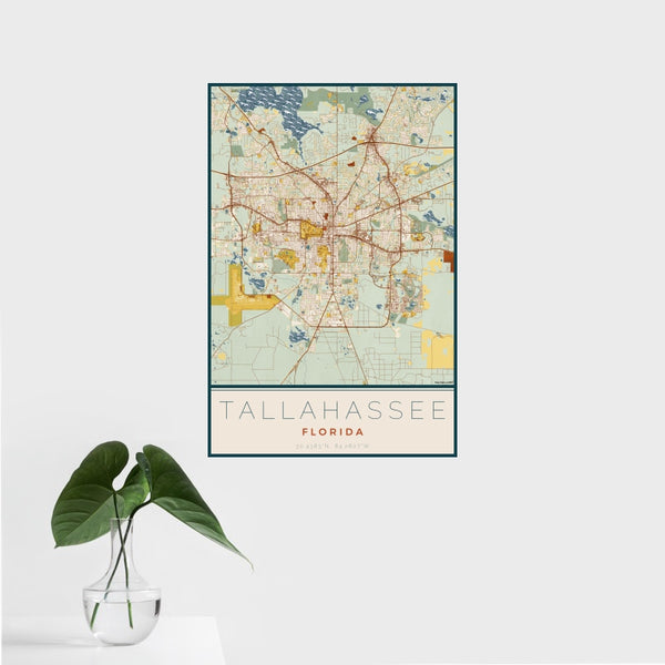 Tallahassee - Florida Map Print in Woodblock