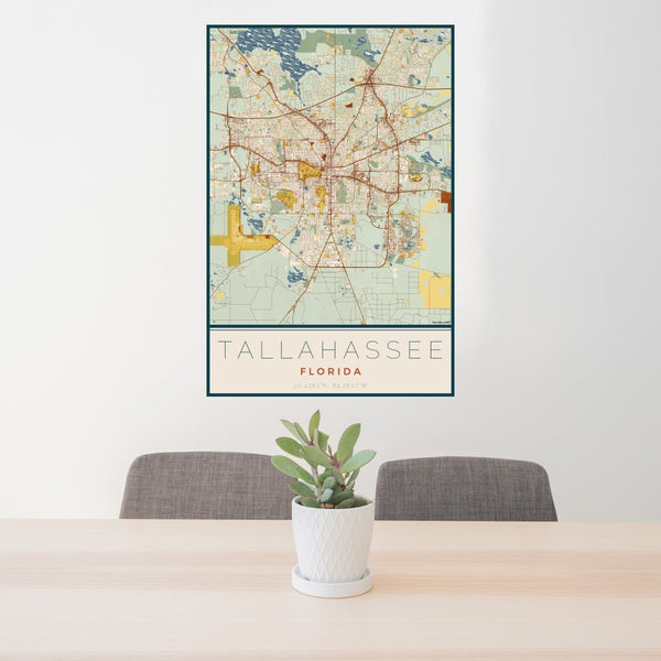 Tallahassee - Florida Map Print in Woodblock