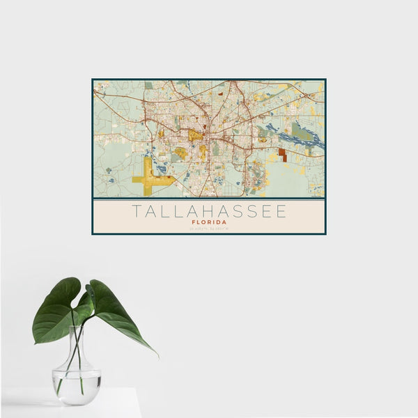 Tallahassee - Florida Map Print in Woodblock