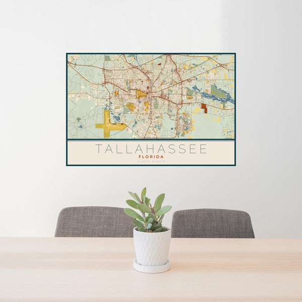 Tallahassee - Florida Map Print in Woodblock