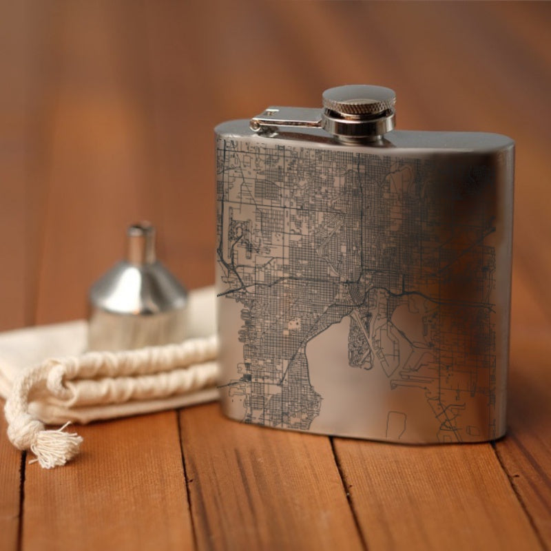 Tampa - Florida Map Hip Flask