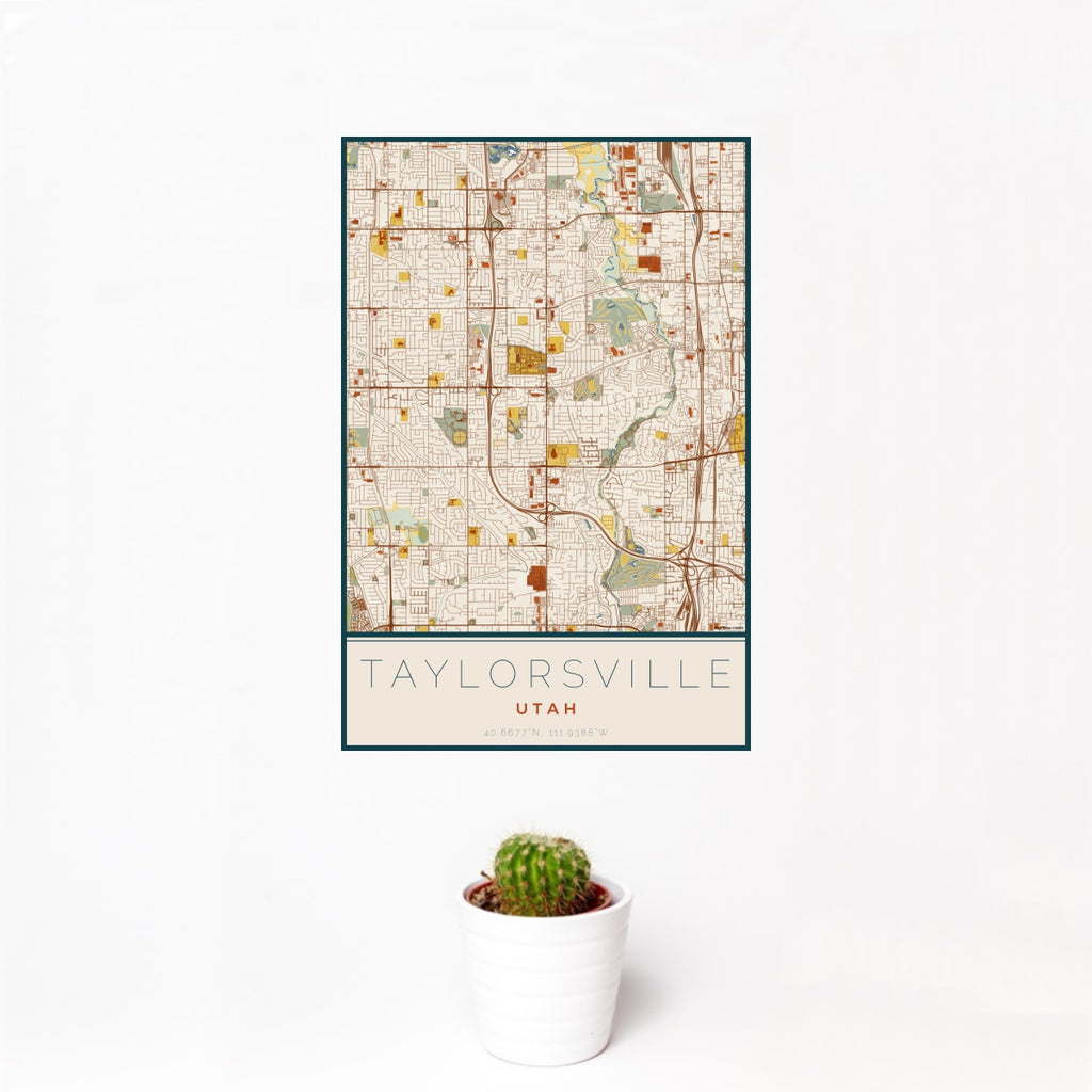 Taylorsville - Utah Map Print in Woodblock