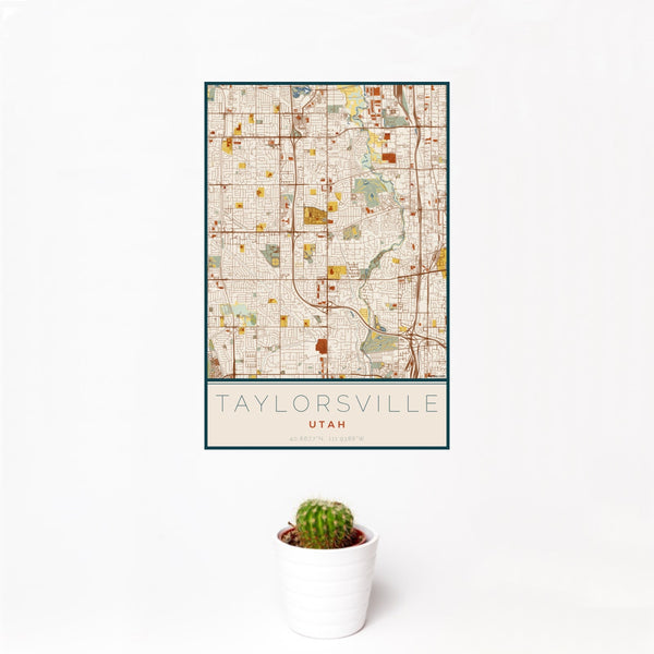 Taylorsville - Utah Map Print in Woodblock
