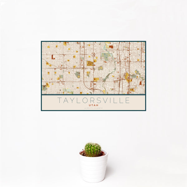 Taylorsville - Utah Map Print in Woodblock