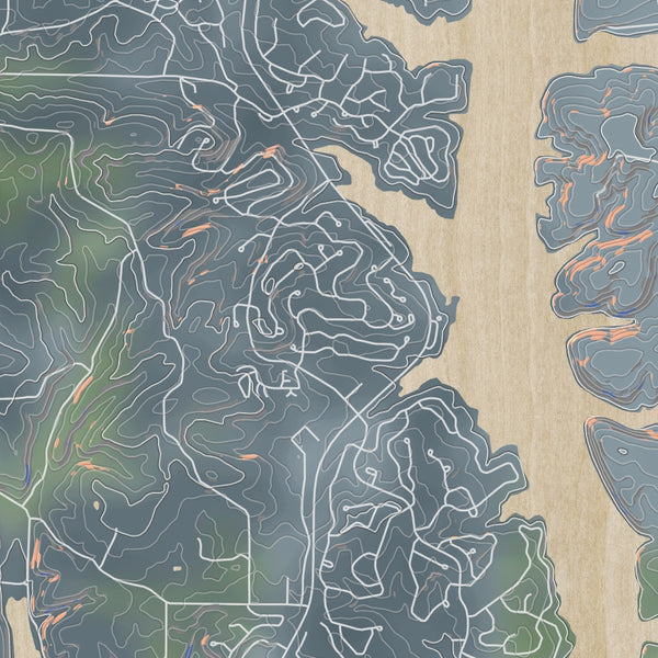 Tellico Village Tennessee Map Print in Afternoon Style Zoomed In Close Up Showing Details