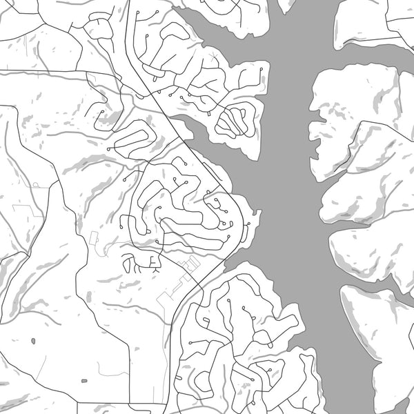 Tellico Village Tennessee Map Print in Classic Style Zoomed In Close Up Showing Details