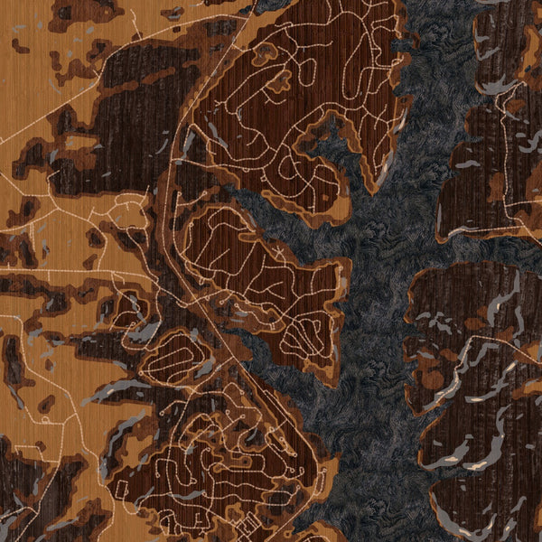 Tellico Village Tennessee Map Print in Ember Style Zoomed In Close Up Showing Details