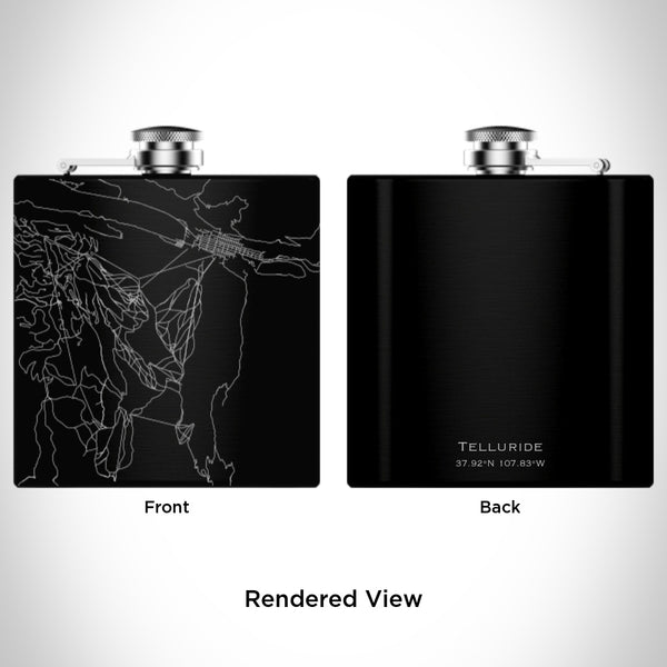 Telluride - Colorado Map Hip Flask in Matte Black