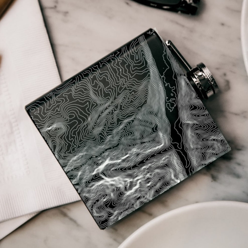 Telluride Colorado Custom Engraved City Map Inscription Coordinates on 6oz Stainless Steel Flask in Black