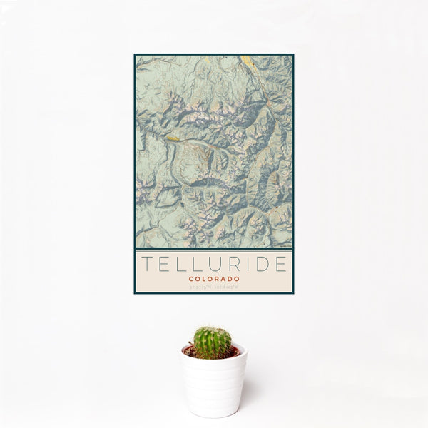 Telluride - Colorado Map Print in Woodblock
