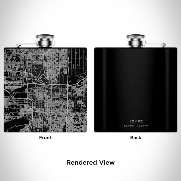 Tempe - Arizona Map Hip Flask in Matte Black