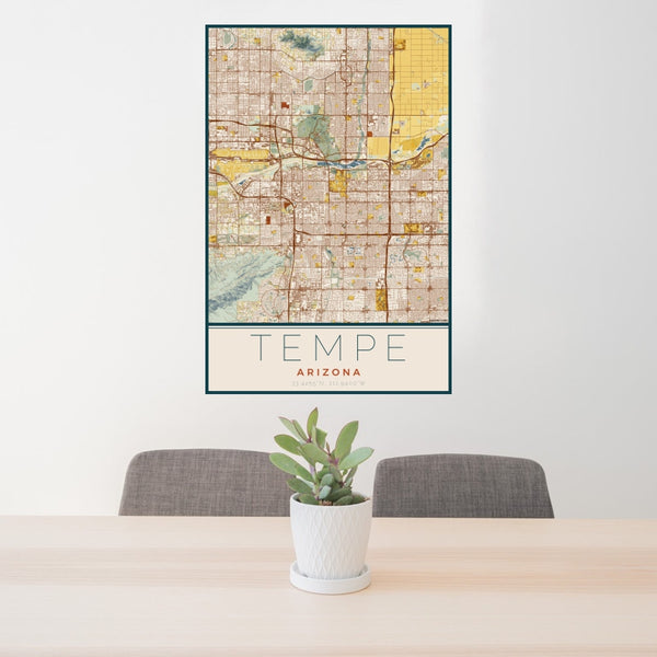 Tempe - Arizona Map Print in Woodblock