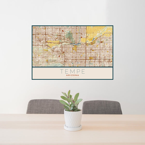 Tempe - Arizona Map Print in Woodblock
