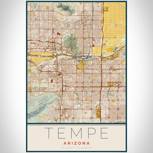 Tempe - Arizona Map Print in Woodblock
