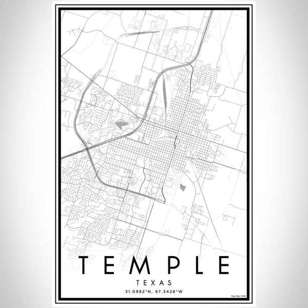Temple - Texas Classic Map Print