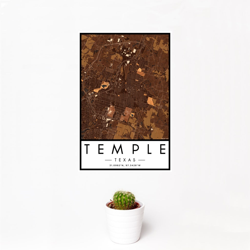Temple - Texas Map Print in Ember