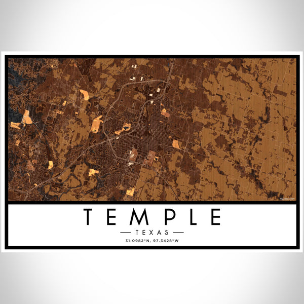 Temple - Texas Map Print in Ember