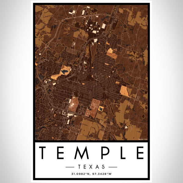 Temple - Texas Map Print in Ember