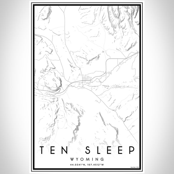 Ten Sleep Wyoming Map Print Portrait Orientation in Classic Style With Shaded Background