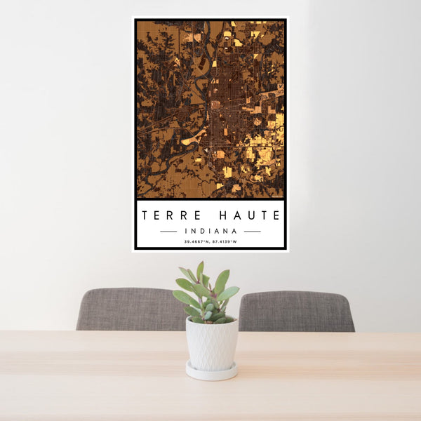 Terre Haute - Indiana Map Print in Ember