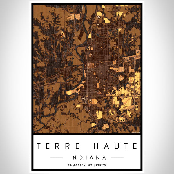 Terre Haute - Indiana Map Print in Ember