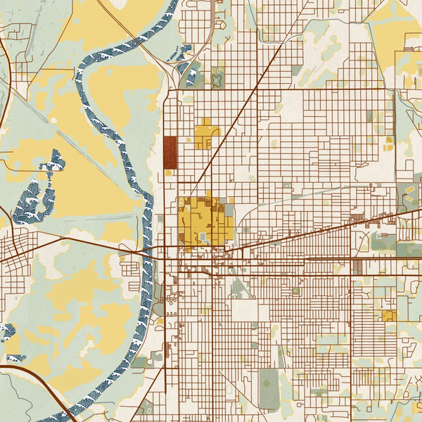 Terre Haute - Indiana Map Print in Woodblock