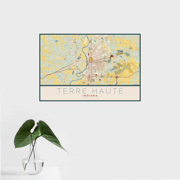Terre Haute - Indiana Map Print in Woodblock