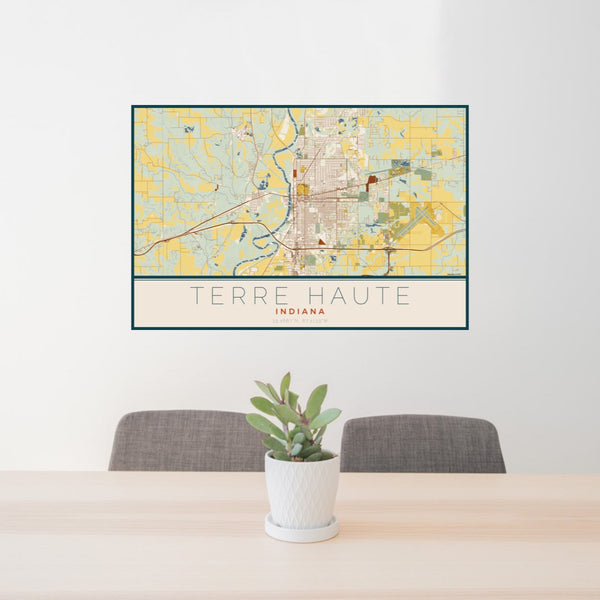 Terre Haute - Indiana Map Print in Woodblock