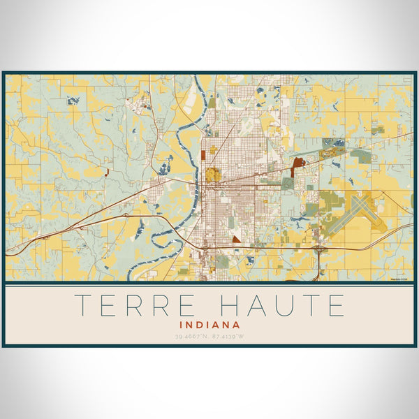 Terre Haute - Indiana Map Print in Woodblock