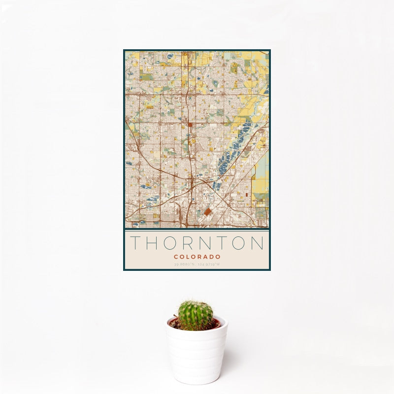 Thornton - Colorado Map Print in Woodblock