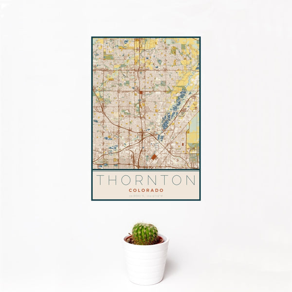 Thornton - Colorado Map Print in Woodblock