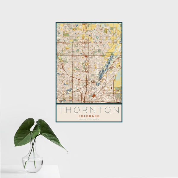 Thornton - Colorado Map Print in Woodblock