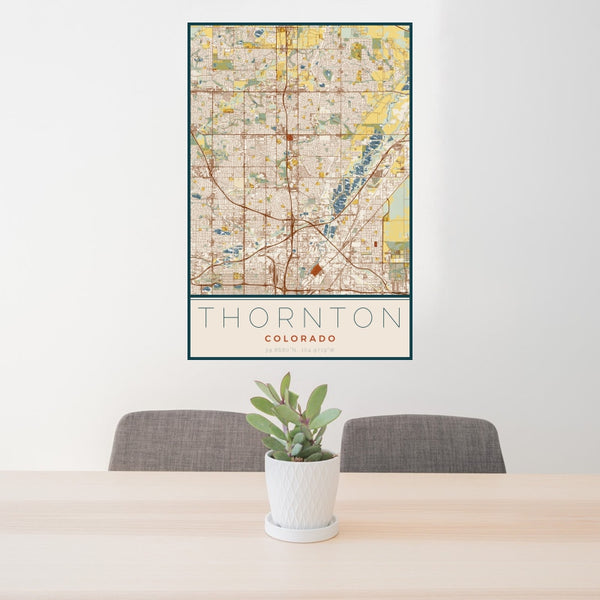 Thornton - Colorado Map Print in Woodblock