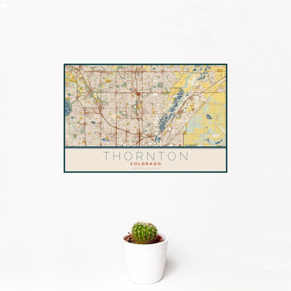 Thornton - Colorado Map Print in Woodblock